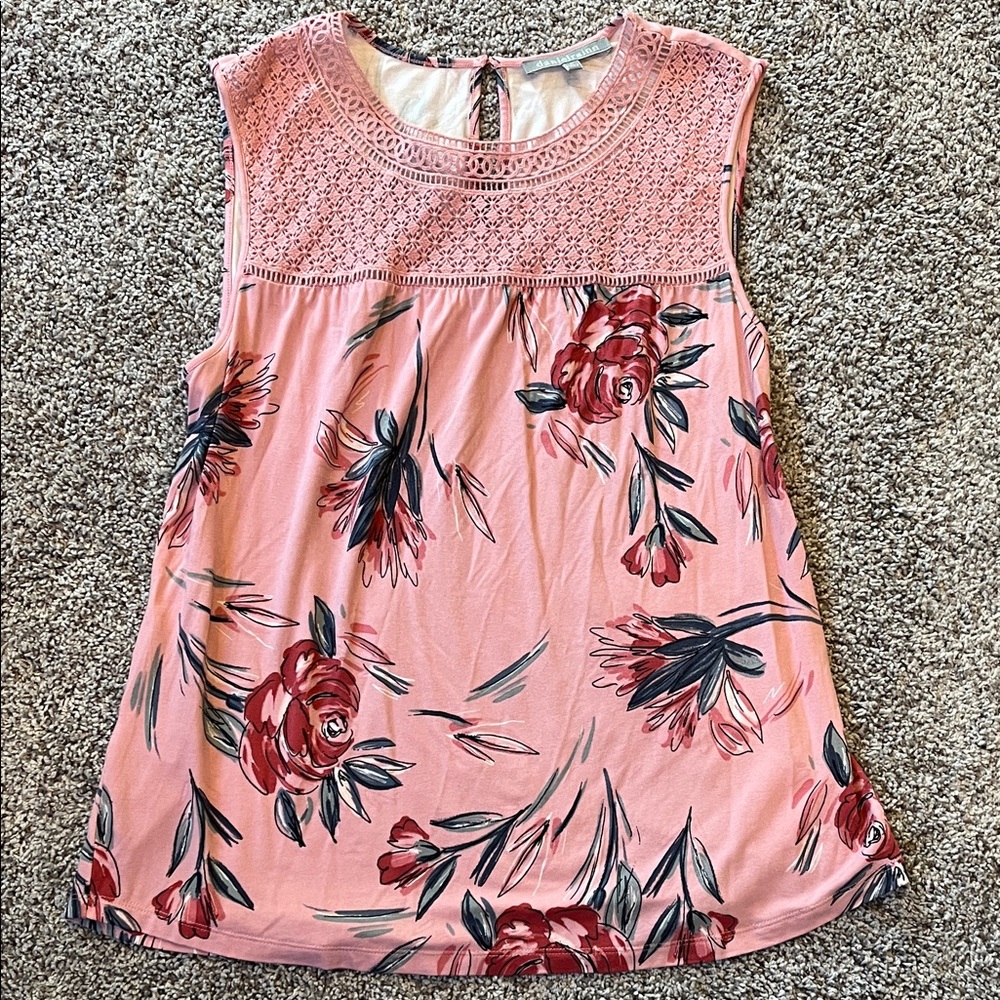 Daniel Rainn Pink Floral Sleeveless Blouse